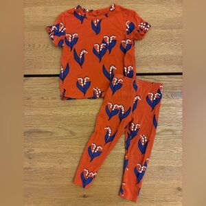 Mini Rodini Lilly of the valley matching set 1.5-3y